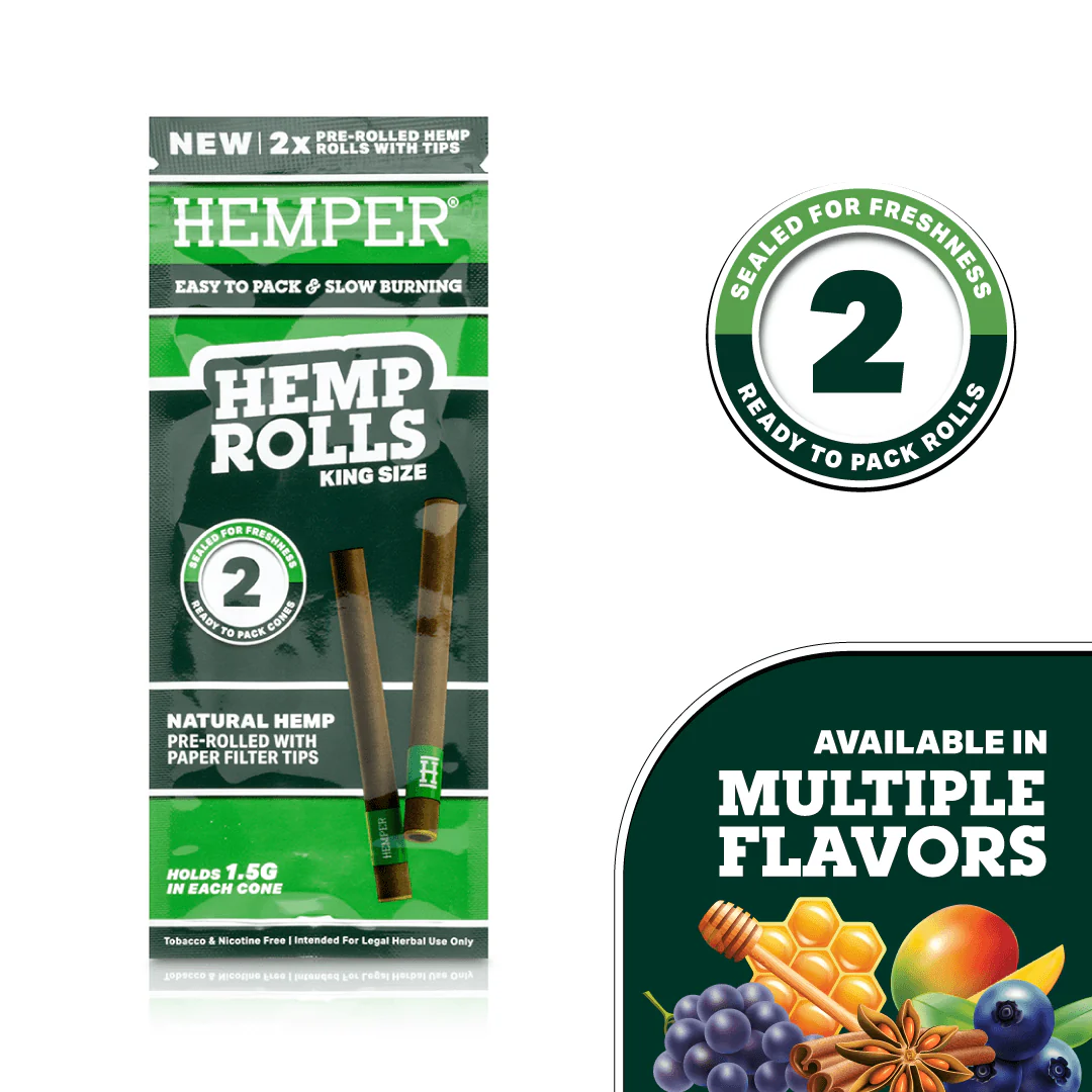 King Size Paper Tipped Hemp Rolls